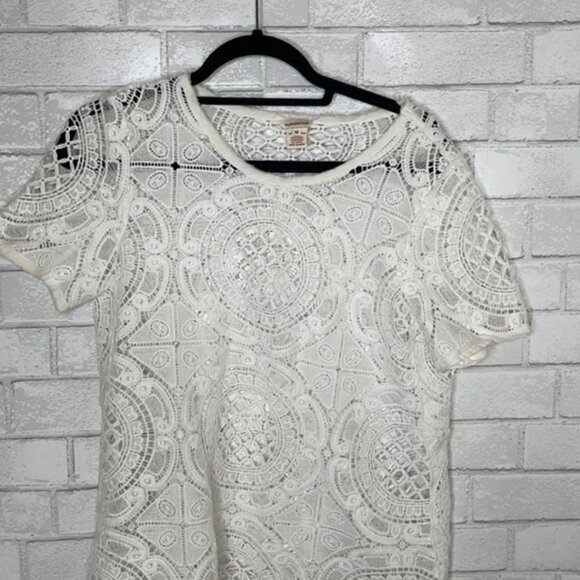 Sundance White Shadow Dance Open Crotchet Short Sleeve Top - Picture 4 of 10